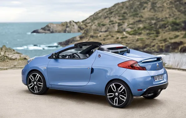 Sea, background, convertible, drives, renault wind