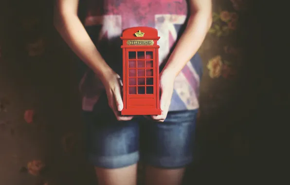 Picture hands, red, phone booth