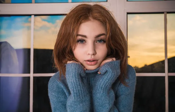 Pose, model, portrait, makeup, hairstyle, beauty, beautiful, sweater