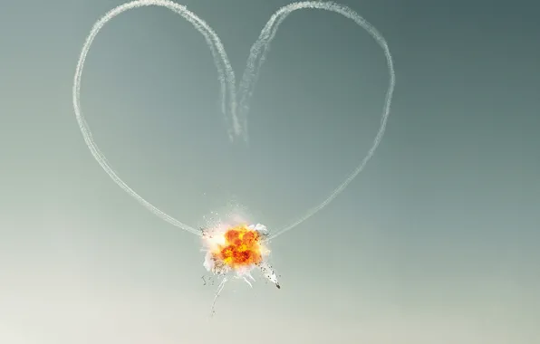 Picture the sky, love, the explosion, heart, Love, aircraft