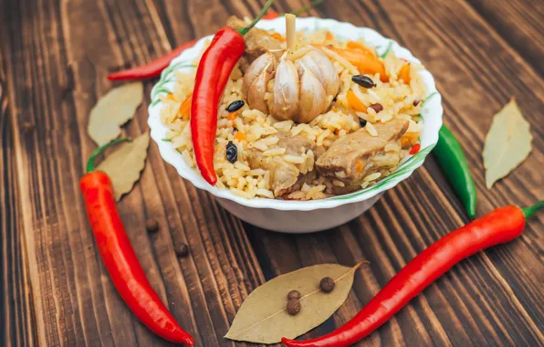 Pepper, figure, garlic, pilaf