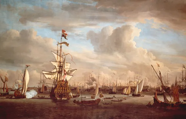 Picture ship, picture, Willem van de Velde the Younger, Willem van de Velde II, 'Golden Lion' …