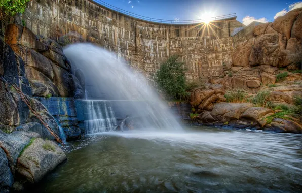 The sky, river, stream, dam