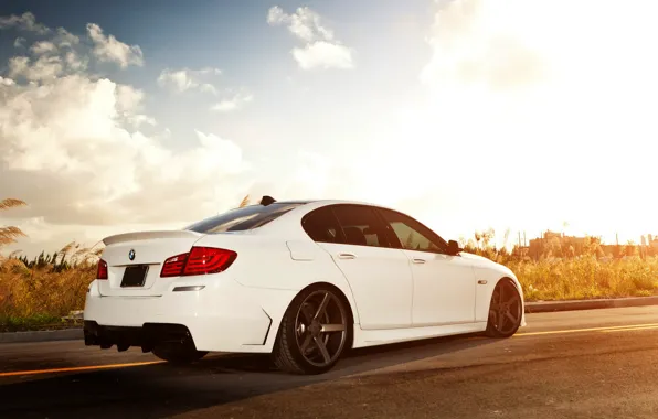 Picture clouds, light, tuning, bmw, BMW, white, 5 series