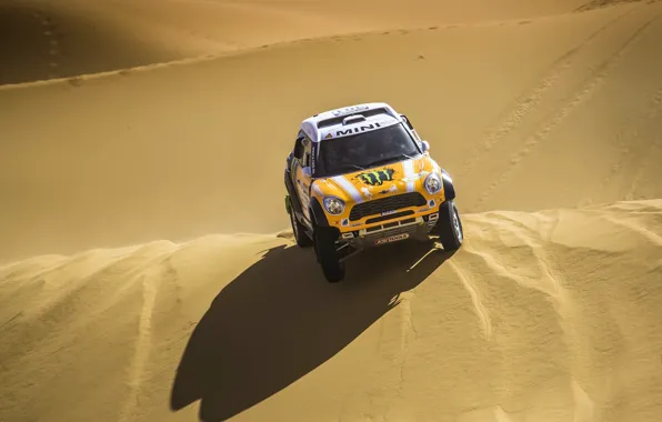 Sand, Yellow, Desert, Shadow, Mini Cooper, Rally, Dakar, MINI