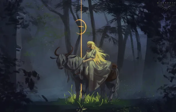 Forest, night, animal, boy, Torrent, Elden Ring, Miquella the Unalloyed