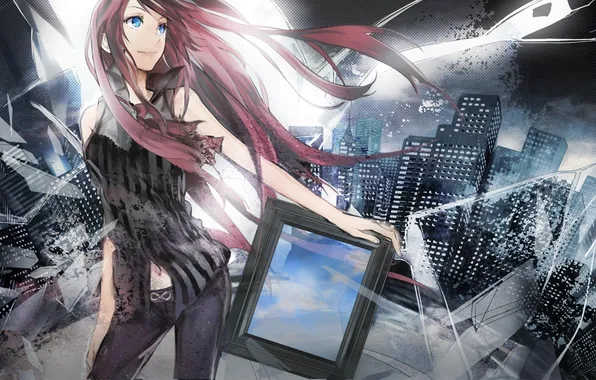 Picture girl, abstraction, the city, surrealism, frame, art, vocaloid, megurine luka
