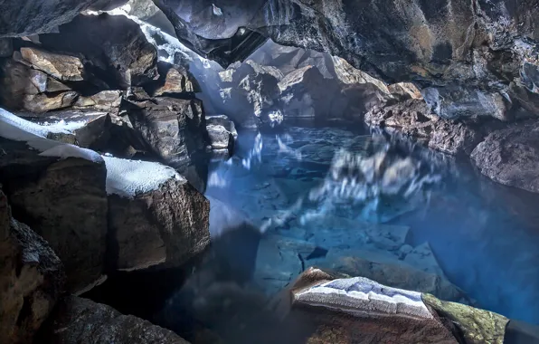 Cave, Iceland, Blue Water Cave