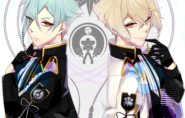 Art, guys, two, Touken Ranbu, Dance Of Swords, higekiri, hizamaru