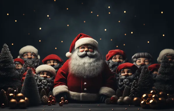 Balls, the dark background, toys, Christmas, gifts, New year, Santa Claus, Santa Claus