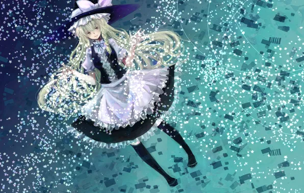 Girl, tape, hat, anime, art, braids, witch, bow