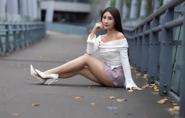 Girl, skirt, blouse, legs, Asian