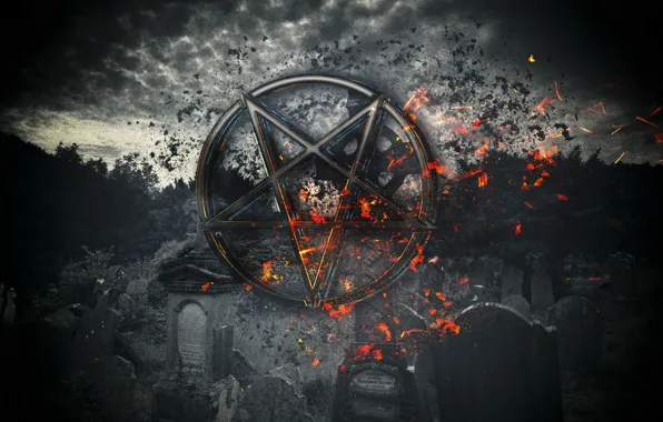Picture Fire, Cemetery, The pentagram is of the devil
