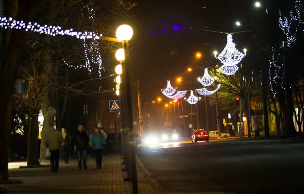Light bulb, light, machine, night, people, lighting, the sidewalk, illumination