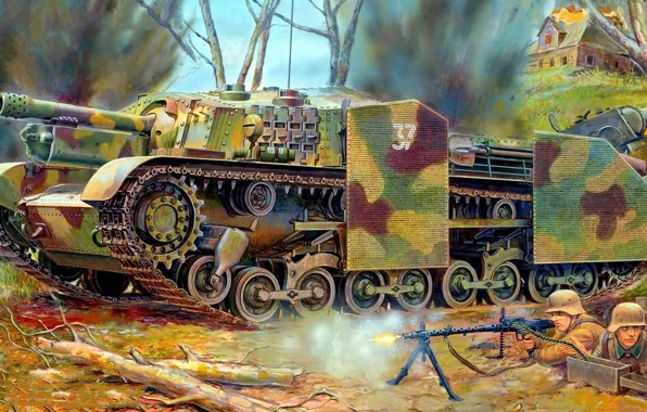 Picture war, figure, art, SAU, 40/43M, Zrínyi, Zrínyi, Hungarian self-propelled artillery