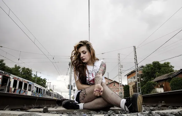 Girl, pose, background, Laura Piñero