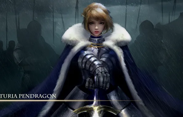 Picture girl, anime, art, knight, Fate/Stay Night, Artoria Pendragon