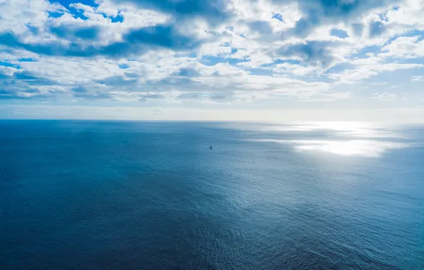 Wave, the sky, water, clouds, landscape, nature, the ocean, yacht