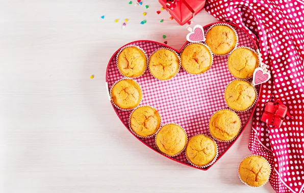 Gifts, heart, cupcakes, composition, Timolina