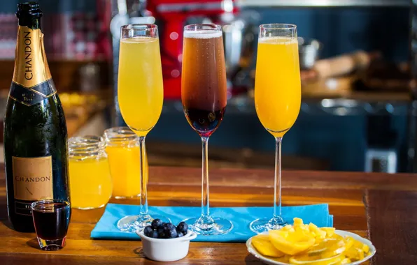 Picture glass, orange, juice, cocktail, champagne