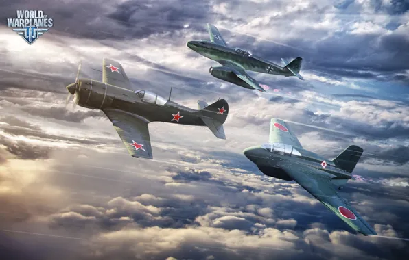 Picture The sky, Clouds, Aircraft, Aviation, Fighters, Wargaming Net, World of Warplanes, World Of Aircraft