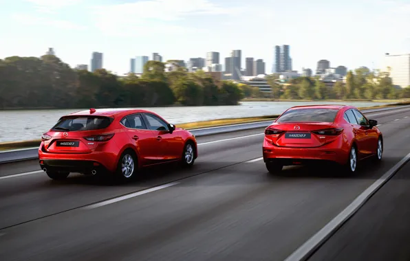 Red, Auto, sedan, hatchback, Mazda, skyactive