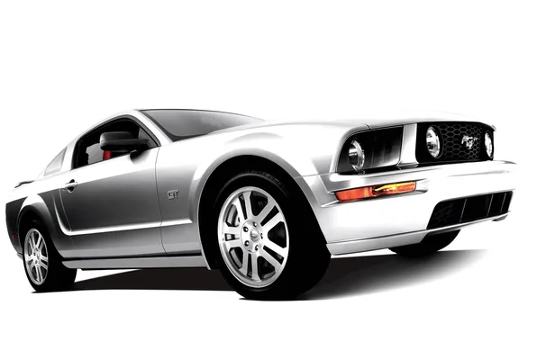 Picture machine, white background, Mustang GT