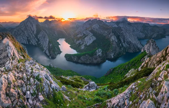 Picture sunset, mountains, rocks, Spain, Castilla y León, Daniel Burton