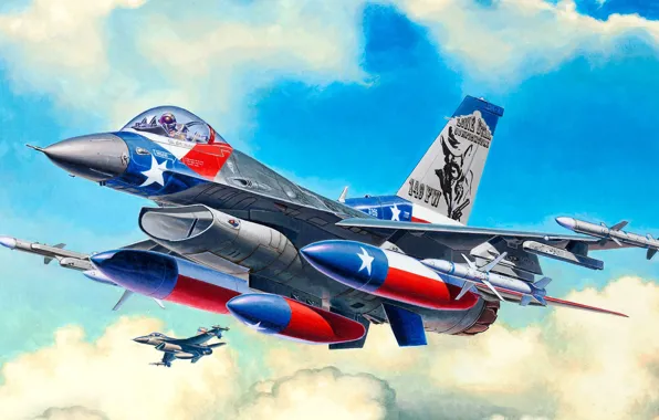 Fighting Falcon, General Dynamics, F-16C, fighter of the fourth generation, American multifunctional lightweight