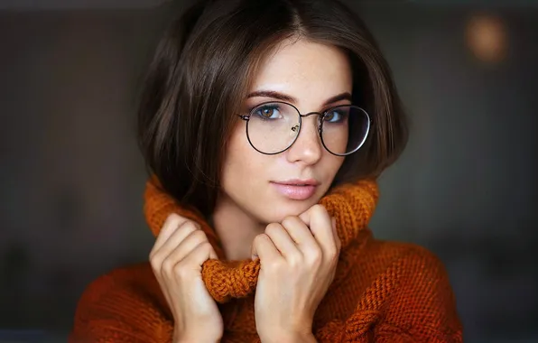 Girl, look, glasses, portrait