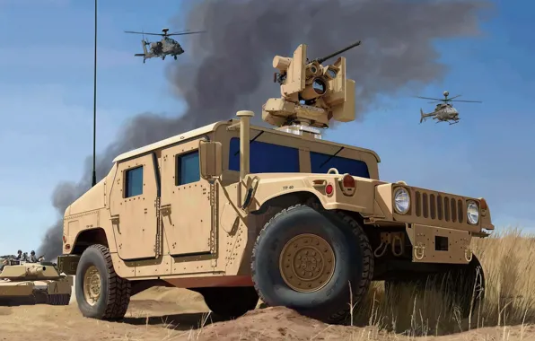 Helicopter, USA, SUV, US Army, HMMWV, М1114