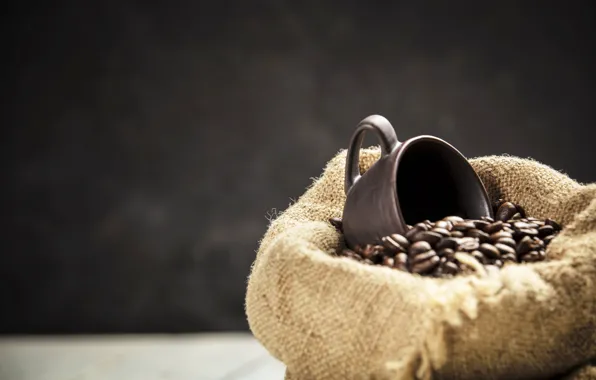 Cup, burlap, Coffee bean