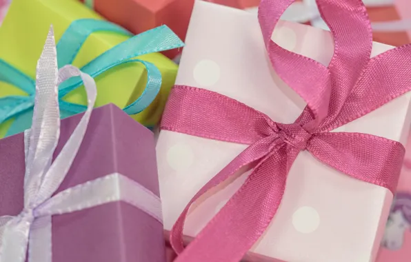 Close-up, holiday, box, gift, tape, gifts, bows, bow