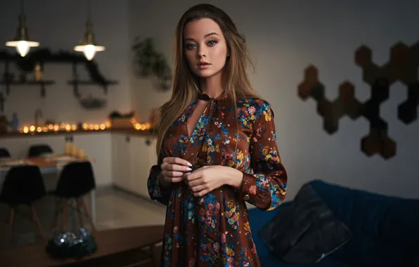 Look, pose, table, lamp, room, sofa, model, chairs