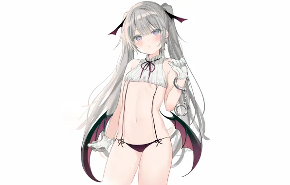 Wallpaper silver hair, anime, sexy, swimsuit, attractive, erotic, boobs, navel