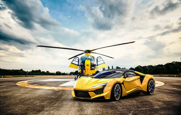 Auto, Yellow, Machine, Helicopter, Rendering, Supercar, Concept Art, Sports car