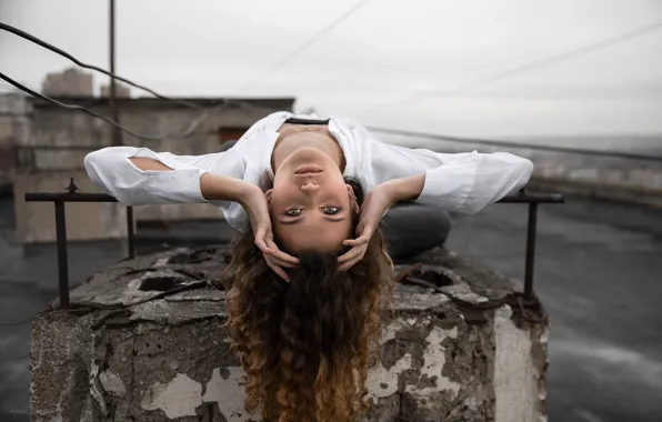 Look, girl, face, pose, mood, hair, hands, blouse