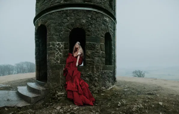 Girl, castle, tower, crown, Princess