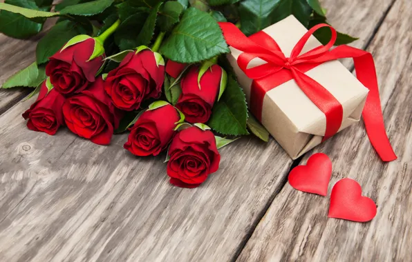 Roses, red, love, buds, heart, flowers, romantic, gift