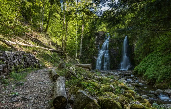 Picture summer, river, waterfall