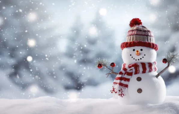 Winter, snow, Christmas, New year, snowman, Christmas, winter, snow