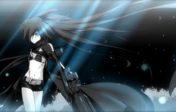 Picture girl, light, weapons, anime, art, black rock shooter, scar, carbon