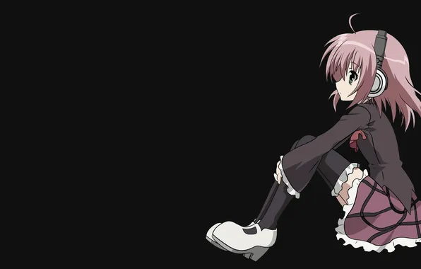 Picture the dark background, minimalism, headphones, girl