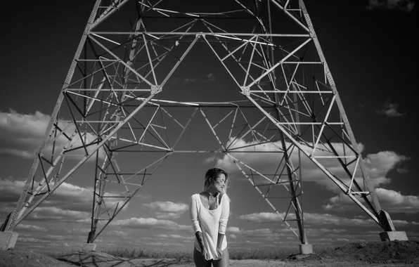 Girl, pose, the wind