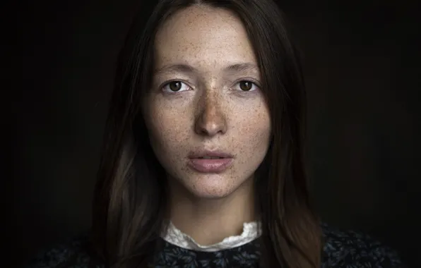 Portrait, freckles, Julia, Maxim Guselnikov, Julia Gurovsky