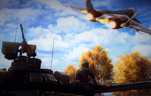 Flight, fighter, soldiers, tank, Battlefield 4