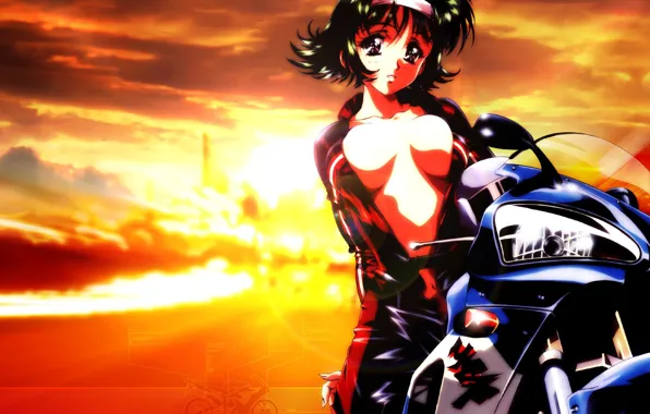 Chest, look, girl, Tits, motorcycle