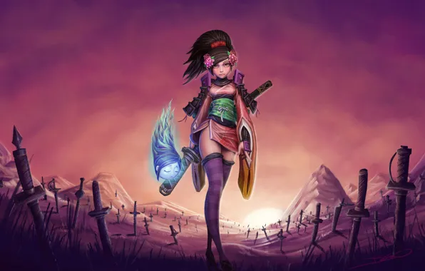 Girl, sword, momohime, if murama