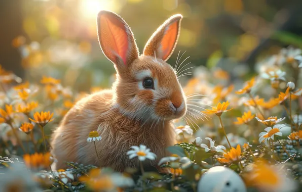 Holiday, eggs, spring, rabbit, Easter, painted, eggs, AI art