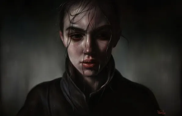 Picture woman, art, face, realism